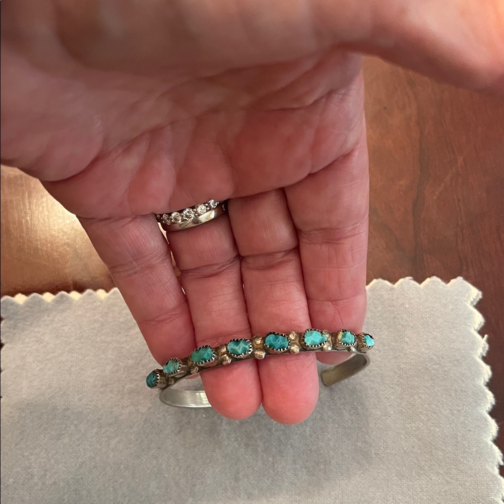 Native American Handmade Turquoise and Silver Bracelet